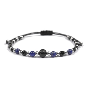 Bransoletka czarny TURMALIN Lapis Lazuli HEMATYT ochrona i szczęście